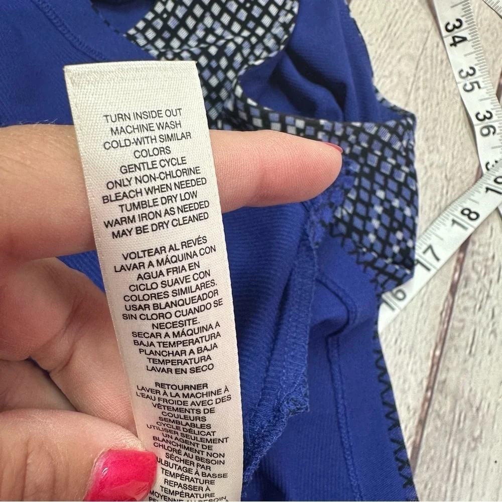 chico's geometric Blue Patterned tank layering office sz 0 (small 4) - Picture 9 of 10